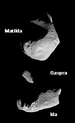 В сравнении размеры 3  астероидов 