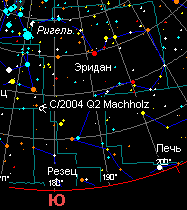 Положение кометы  C/2004 Q2 (Machholz) на 1 декабря 2004г. для широты Одессы