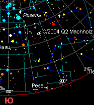 Положение кометы  C/2004 Q2 (Machholz) на 15 декабря 2004г. для широты Одессы